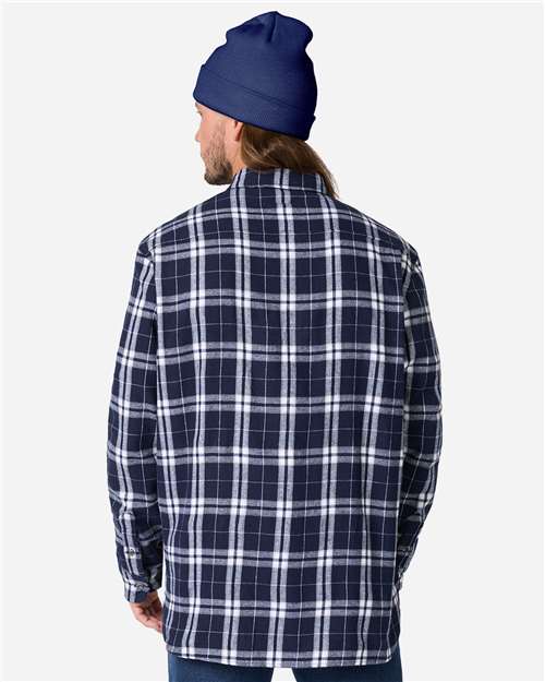 Men's Flannel Button Down Shirt - Navy/ Silver Plaid