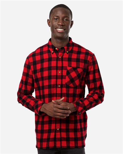 Men's Flannel Button Down Shirt - Red/ Black Buffalo