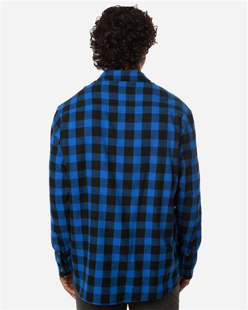 Men's Flannel Button Down Shirt - Royal/ Black Buffalo