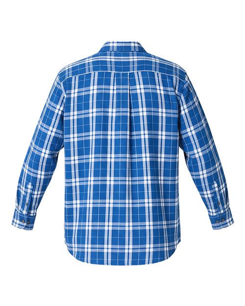 Men's Flannel Button Down Shirt - Royal/ Silver Plaid