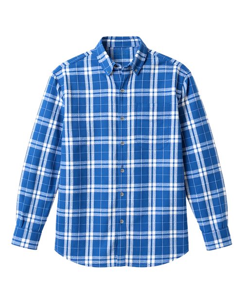 Men's Flannel Button Down Shirt - Royal/ Silver Plaid