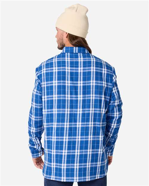 Men's Flannel Button Down Shirt - Royal/ Silver Plaid