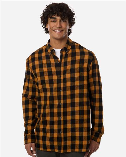 Men's Flannel Button Down Shirt - Tobacco/ Black Buffalo