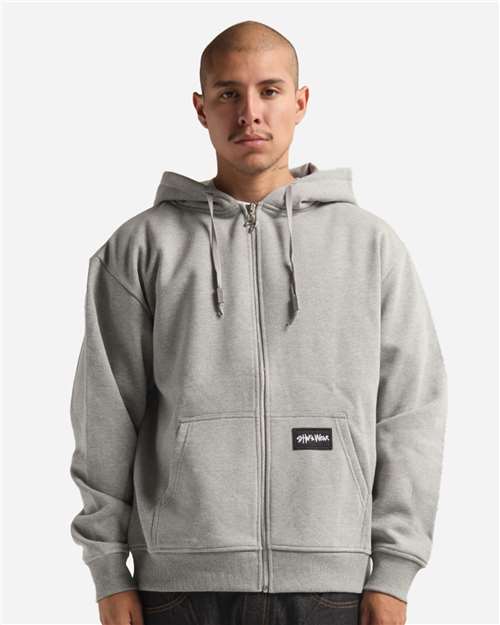 Unisex Essential Super Heavyweight Full-Zip Hooded Sweatshirt - Heather Grey