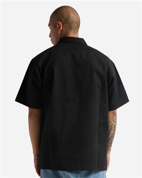 Unisex Work Heavyweight Quarter-Zip Short Sleeve Shirt - Black