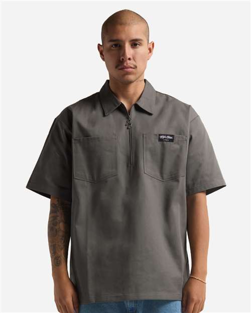 Unisex Work Heavyweight Quarter-Zip Short Sleeve Shirt - Grey