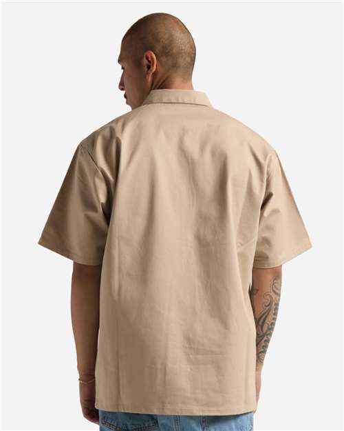 Unisex Work Heavyweight Quarter-Zip Short Sleeve Shirt - Khaki