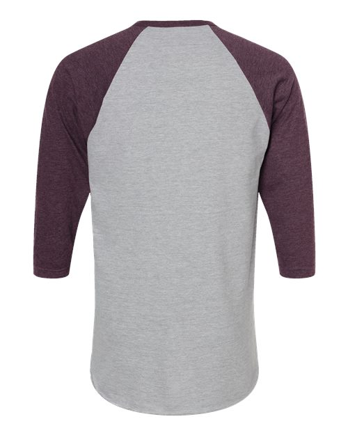Unisex Fine Jersey Raglan T-Shirt - Heather Grey/ Heather Maroon