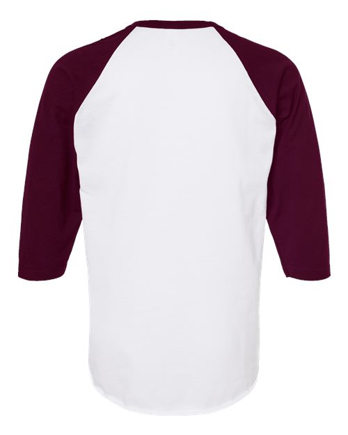 Unisex Fine Jersey Raglan T-Shirt - White/ Maroon