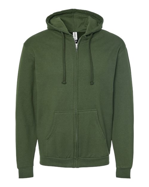 Unisex Full-Zip Hooded Sweatshirt - Military Green