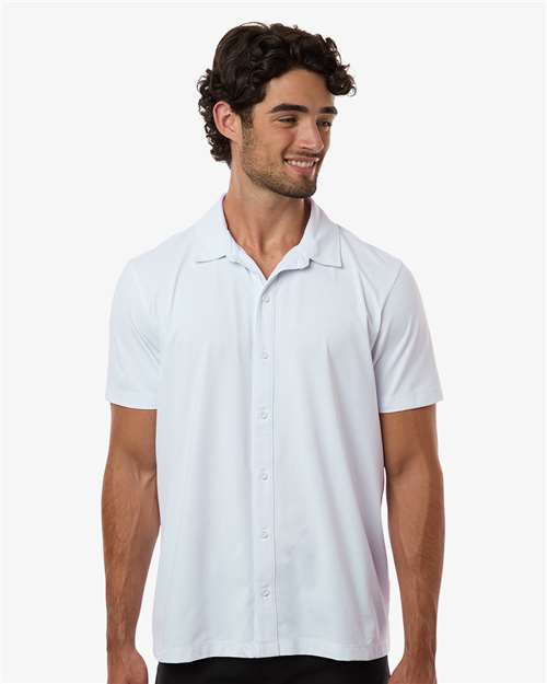 Men's Pro-Flex Sorona® Button Down Short Sleeve Shirt - White