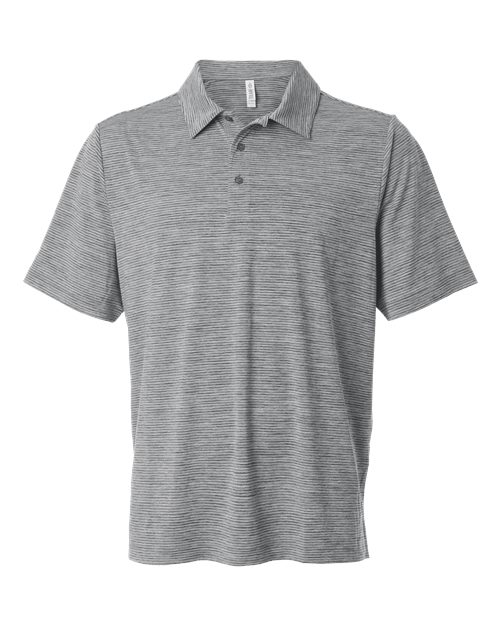 Men's Relay Heathered Stripe Polo - Black Heather/ White