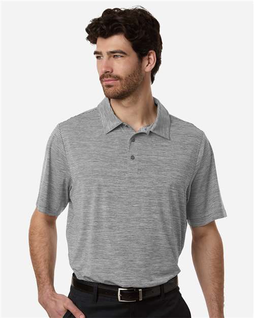 Men's Relay Heathered Stripe Polo - Black Heather/ White