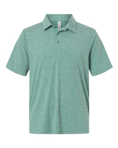 Men's Relay Heathered Stripe Polo - Sport Forest Heather/ White