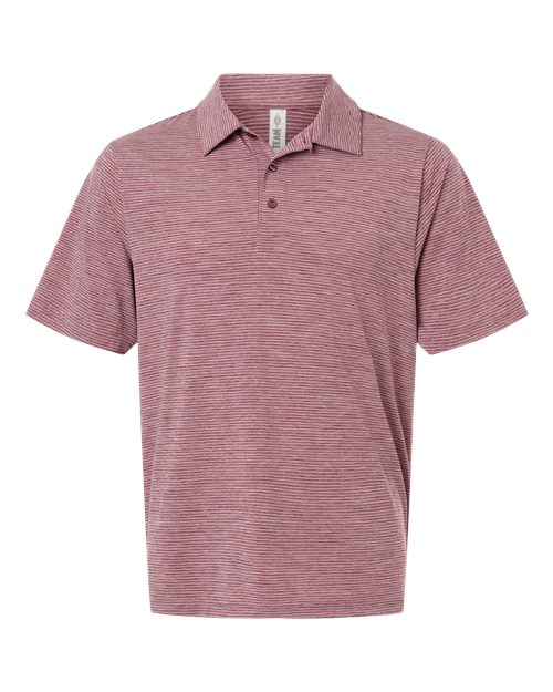Men's Relay Heathered Stripe Polo - Sport Maroon Heather/ White