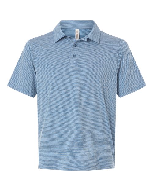 Men's Relay Heathered Stripe Polo - Sport Royal Heather/ White