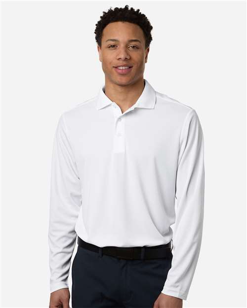 Men's Nova Performance Long Sleeve Pique Polo - White