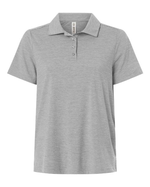 Women's Relay Heathered Stripe Polo - Athletic Heather/ White