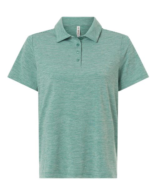Women's Relay Heathered Stripe Polo - Sport Forest Heather/ White