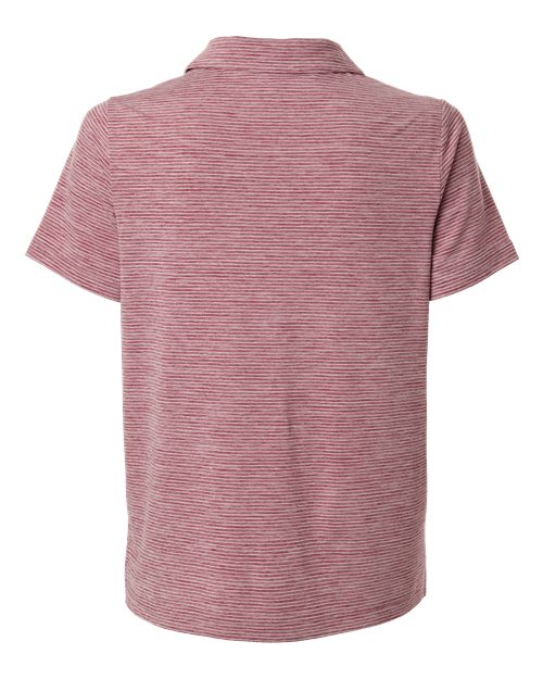 Women's Relay Heathered Stripe Polo - Sport Maroon Heather/ White
