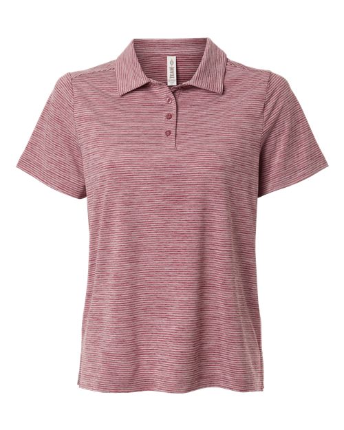 Women's Relay Heathered Stripe Polo - Sport Maroon Heather/ White