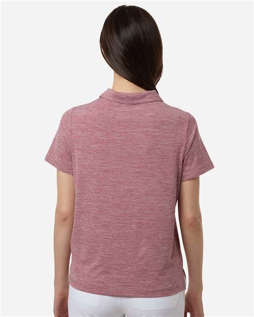 Women's Relay Heathered Stripe Polo - Sport Maroon Heather/ White