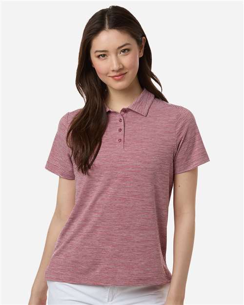 Women's Relay Heathered Stripe Polo - Sport Maroon Heather/ White