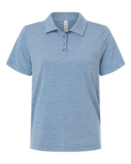 Women's Relay Heathered Stripe Polo - Sport Royal Heather/ White