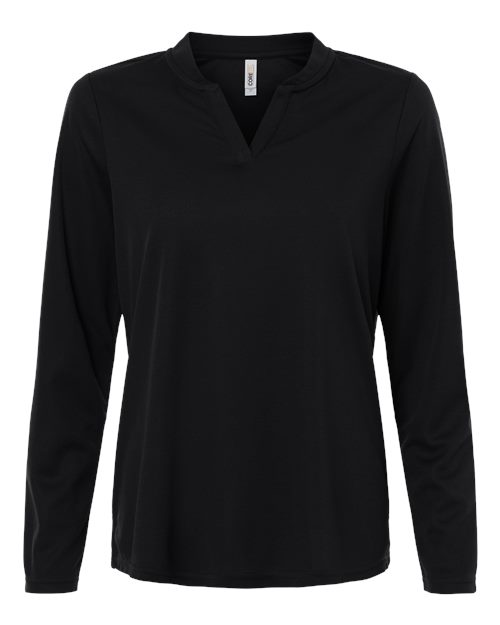 Women's Nova Performance Long Sleeve Pique Polo - Black