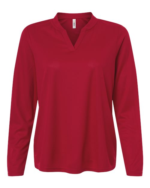 Women's Nova Performance Long Sleeve Pique Polo - Classic Red