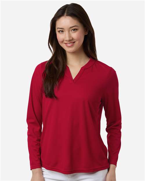 Women's Nova Performance Long Sleeve Pique Polo - Classic Red
