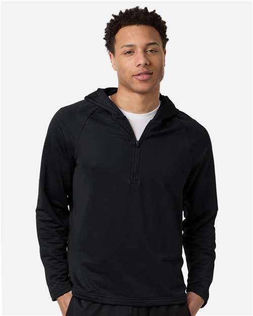 Men's Qualify Quarter-Zip Hooded Pullover - Black