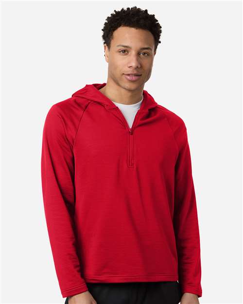Men's Qualify Quarter-Zip Hooded Pullover - Sport Red