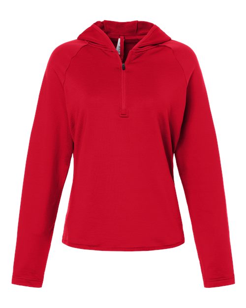 Women's Qualify Quarter-Zip Hooded Pullover - Sport Red
