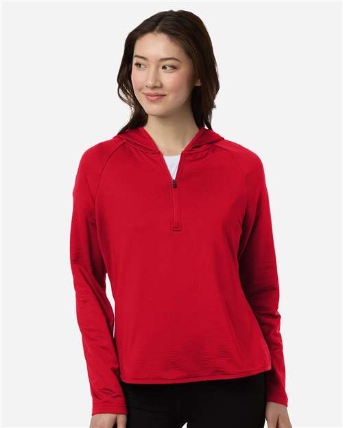 Women's Qualify Quarter-Zip Hooded Pullover - Sport Red