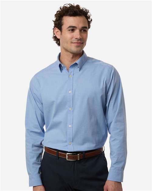 Men's CrownLux Performance® Spencer Poplin Dress Shirt - Light Blue Melange