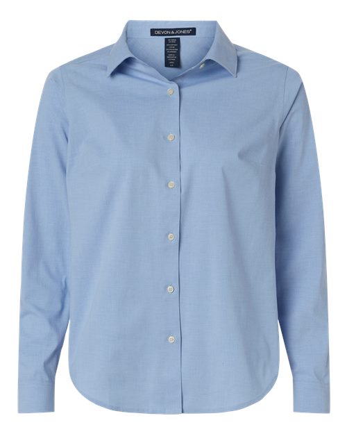 Women's CrownLux Performance® Spencer Poplin Dress Shirt - Light Blue Melange