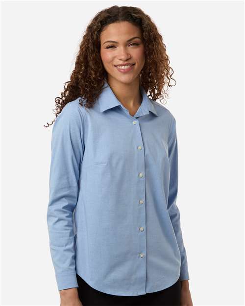 Women's CrownLux Performance® Spencer Poplin Dress Shirt - Light Blue Melange