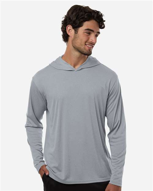 Unisex Pro-Lock Performance Hooded Long Sleeve T-Shirt - Heather Steel