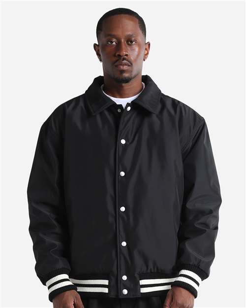 Unisex Collared Varsity Jacket - Black