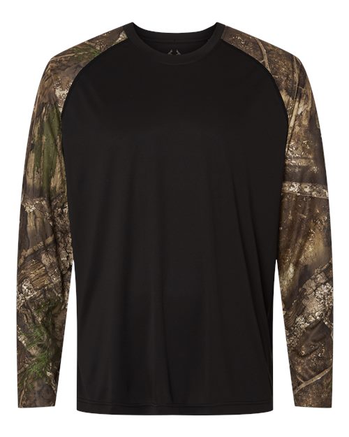 Unisex Realtree® Performance Colorblocked Long Sleeve T-Shirt - Camo/ Black