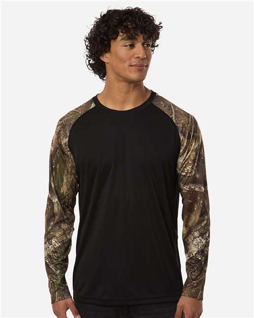 Unisex Realtree® Performance Colorblocked Long Sleeve T-Shirt - Camo/ Black