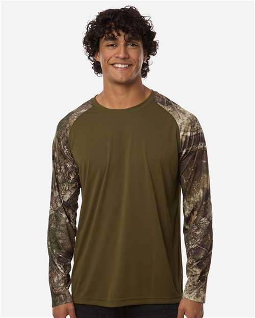 Unisex Realtree® Performance Colorblocked Long Sleeve T-Shirt - Camo/ Green
