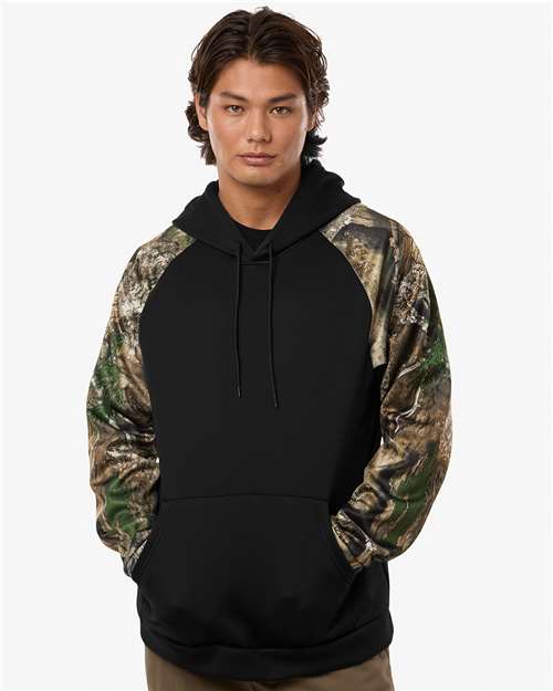 Unisex Realtree® Performance Colorblocked Hooded Sweatshirt - Camo/ Black