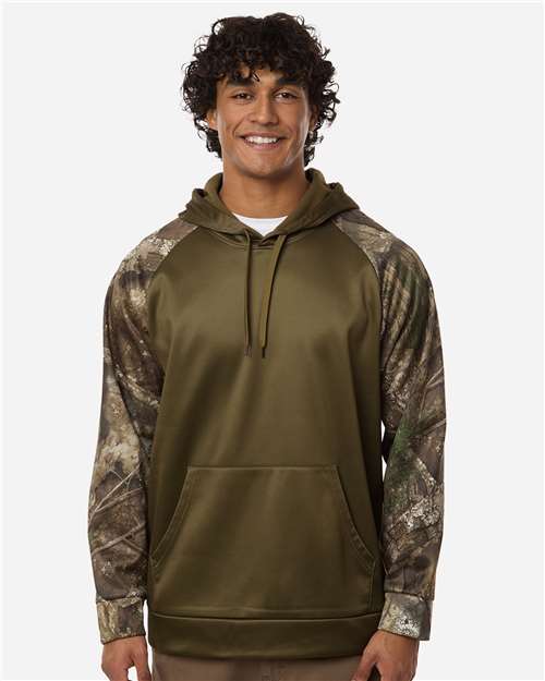 Unisex Realtree® Performance Colorblocked Hooded Sweatshirt - Camo/ Green