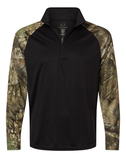 Unisex Realtree® Performance Colorblocked Quarter-Zip Pullover - Camo/ Black