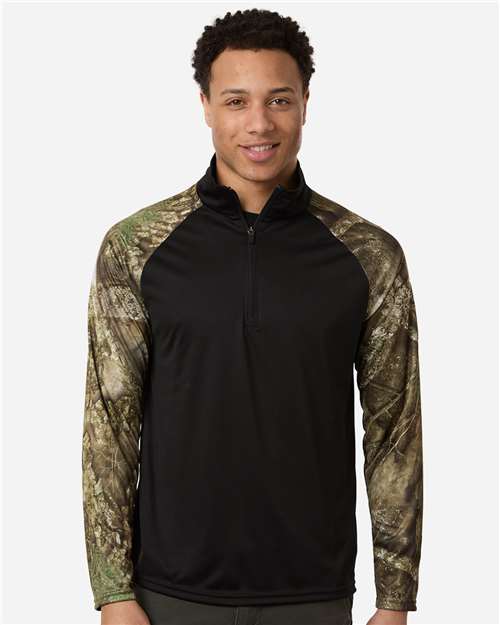 Unisex Realtree® Performance Colorblocked Quarter-Zip Pullover - Camo/ Black