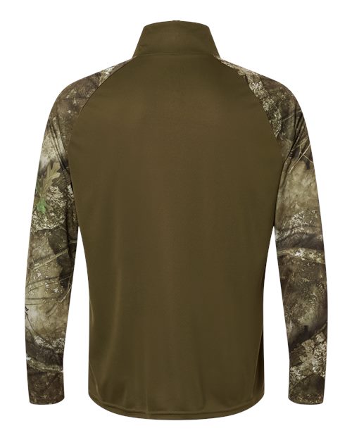 Unisex Realtree® Performance Colorblocked Quarter-Zip Pullover - Camo/ Green