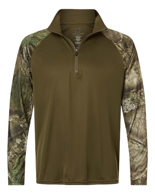 Unisex Realtree® Performance Colorblocked Quarter-Zip Pullover - Camo/ Green