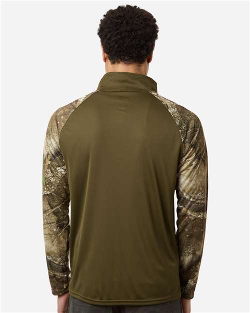 Unisex Realtree® Performance Colorblocked Quarter-Zip Pullover - Camo/ Green